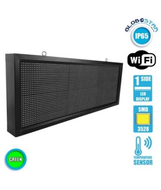 GLOBOSTAR® DISPLAY 90272 Κυλιόμενη Ψηφιακή Επιγραφή P10 Μονής Όψης LED AC 220-240V Αδιάβροχο IP54 Πράσινο - WiFi Control μέσω FK APP - Αισθητήρας Θερμοκρασίας & Υγρασίας - Μ104 x Π9 x Υ40cm - 2 Χρόνια Εγγύηση